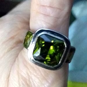 Men's White Gold Filled Peridot Ring